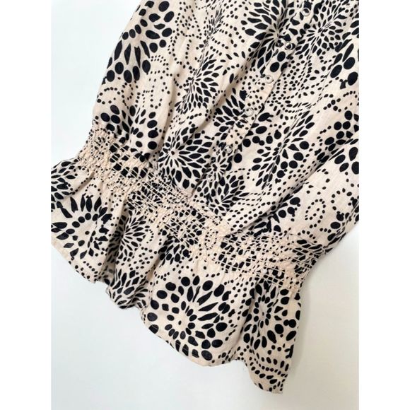 Saint Tropez West 100% Linen Floral Blouse Top Size Small Y2k Neutral G42 - Picture 10 of 11